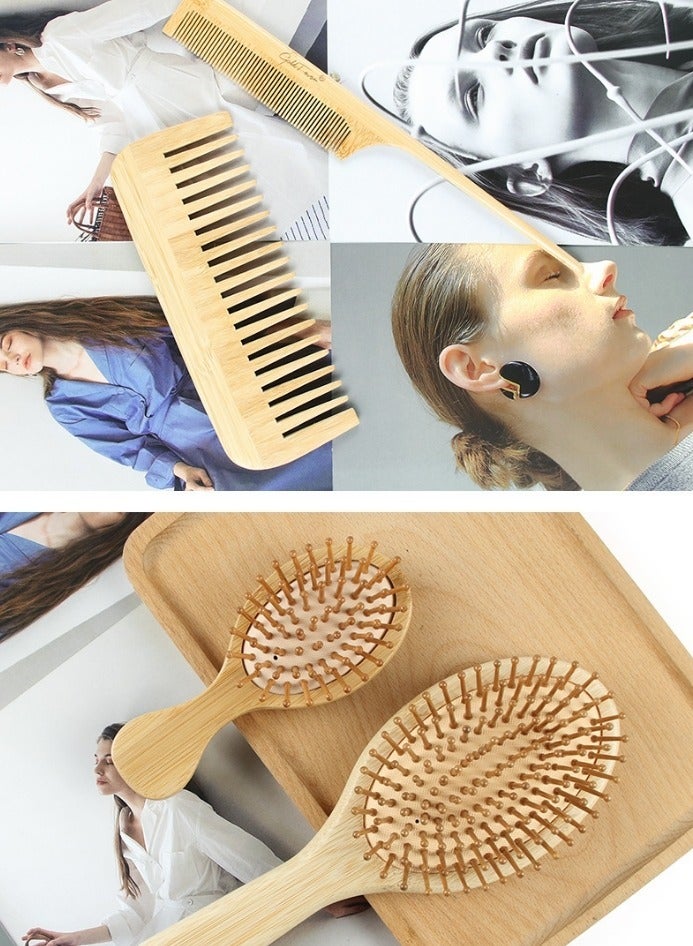 STAUD Bath Accessories Wood Hair Brush/Hair Scalp Massage Comb Set - Image 2